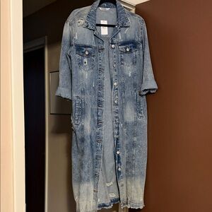 Highway Jeans Light Blue Distressed Long Denim Jacket